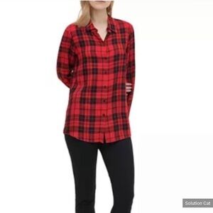 New Calvin Klein Dark Merlot Flannel top Shirt Size Small